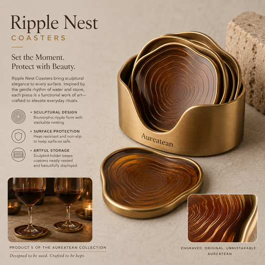 Aureatean™ Ripple Nest Sculptural Coaster Set