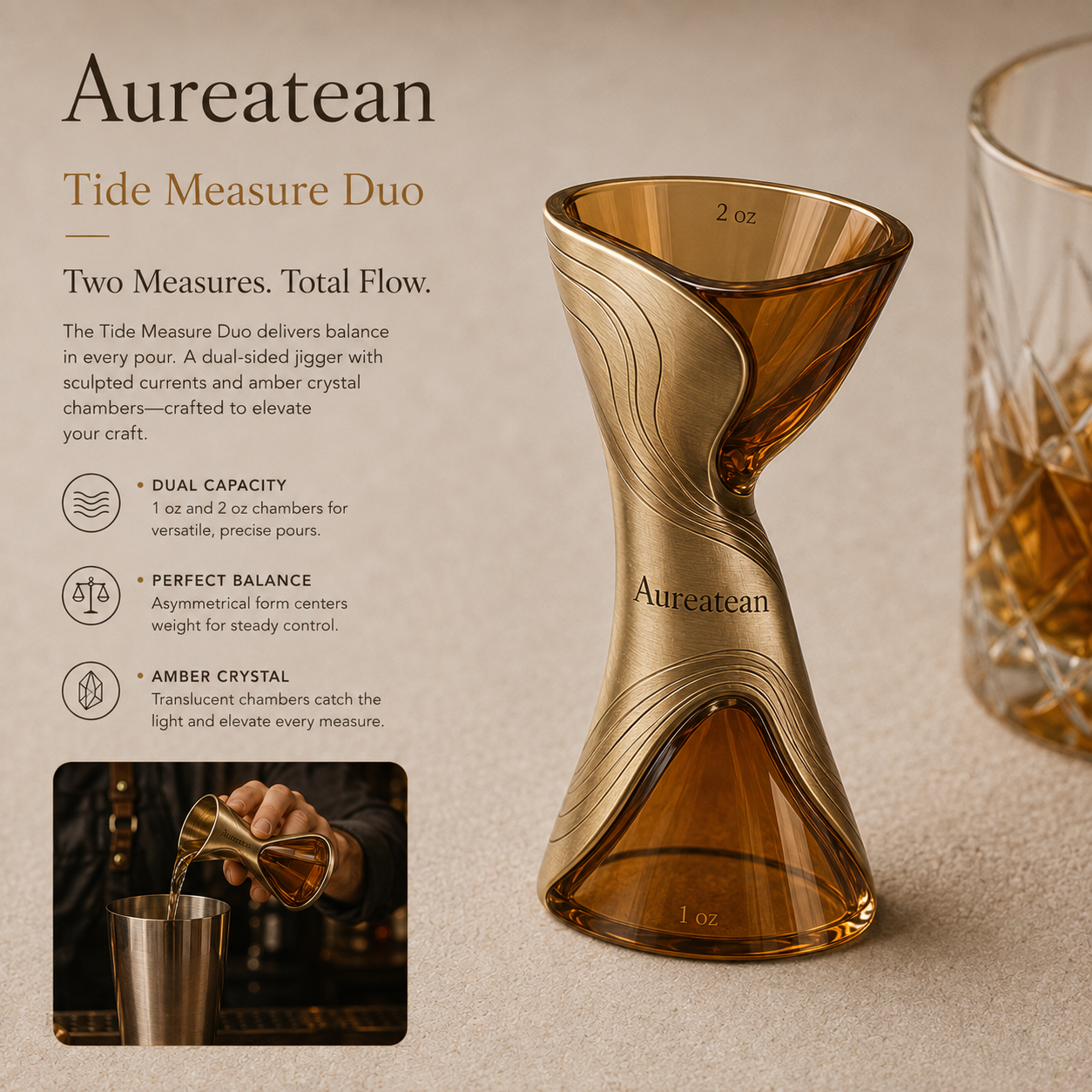Aureatean™ Tide Measure Dual Cocktail Jigger